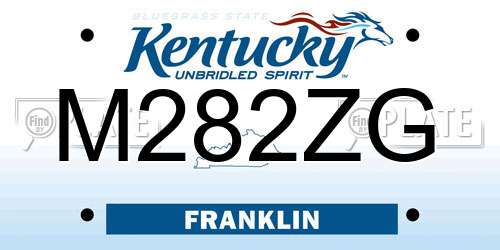 M282ZG Kentucky License Plate