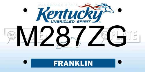 M287ZG Kentucky License Plate