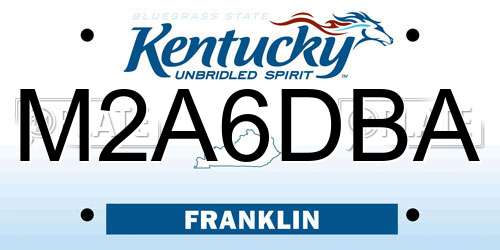 M2A6DBA Kentucky License Plate
