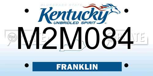 M2M084 Kentucky License Plate