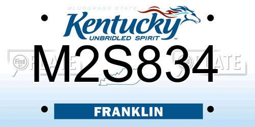 M2S834 Kentucky License Plate