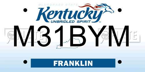 M31BYM Kentucky License Plate
