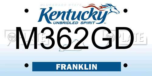 M362GD Kentucky License Plate
