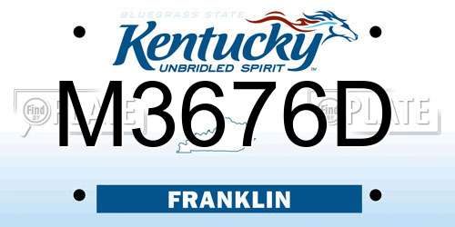 M3676D Kentucky License Plate
