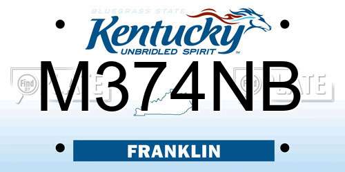 M374NB Kentucky License Plate
