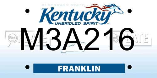 M3A216 Kentucky License Plate
