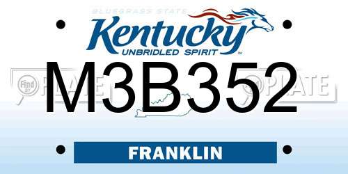 M3B352 Kentucky License Plate