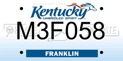 M3F058 Kentucky License Plate
