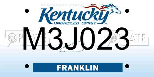 M3J023 Kentucky License Plate