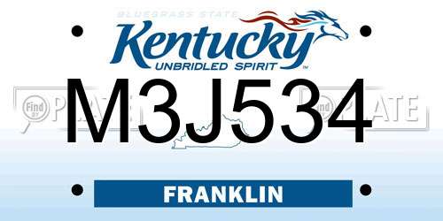M3J534 Kentucky License Plate