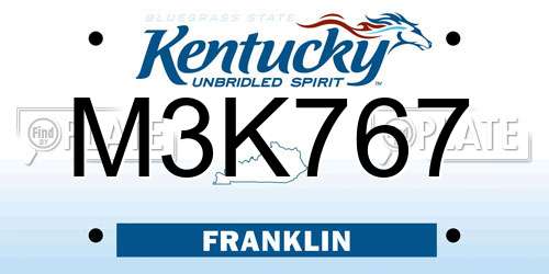 M3K767 Kentucky License Plate
