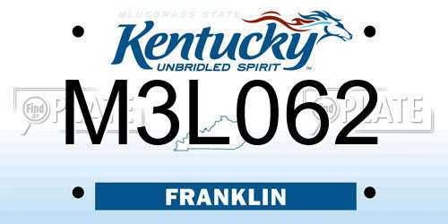 M3L062 Kentucky License Plate