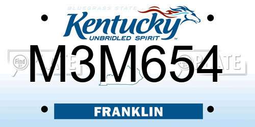 M3M654 Kentucky License Plate