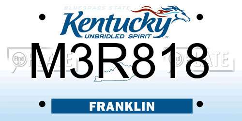 M3R818 Kentucky License Plate