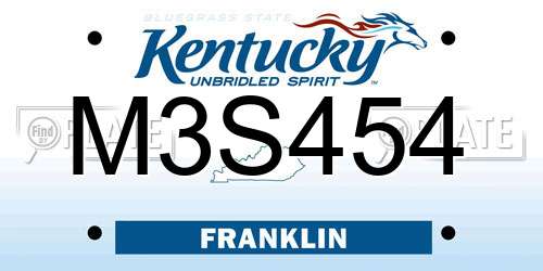 M3S454 Kentucky License Plate