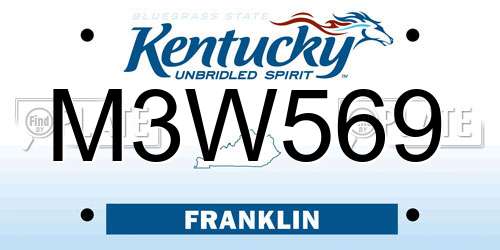 M3W569 Kentucky License Plate