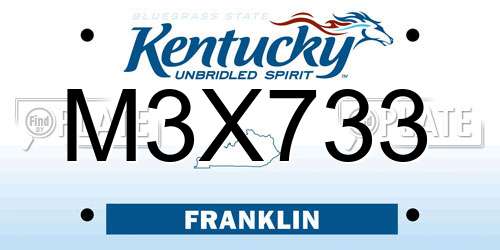 M3X733 Kentucky License Plate