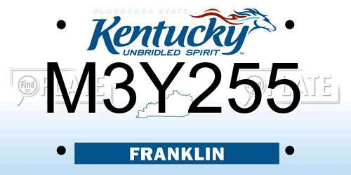 M3Y255 Kentucky License Plate