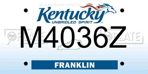M4036Z Kentucky License Plate