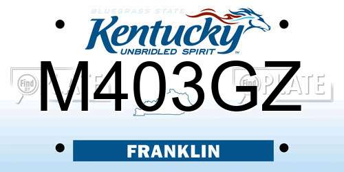 M403GZ Kentucky License Plate