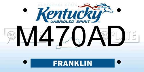 M470AD Kentucky License Plate