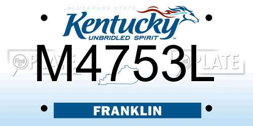 M4753L Kentucky License Plate