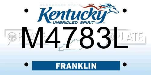 M4783L Kentucky License Plate