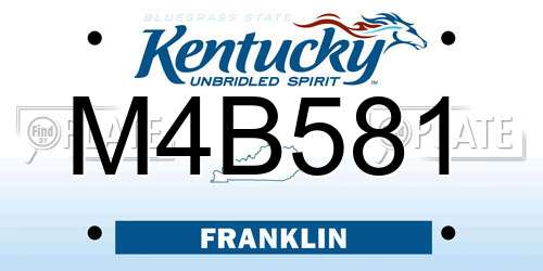 M4B581 Kentucky License Plate