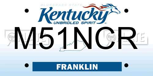 M51NCR Kentucky License Plate