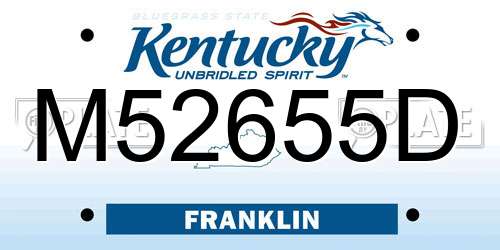 M52655D Kentucky License Plate