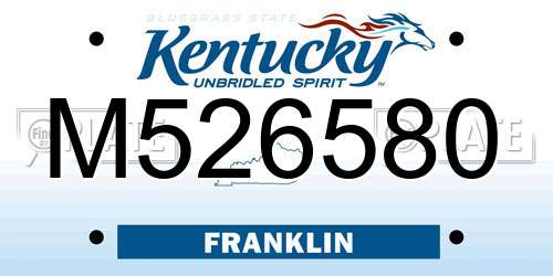M526580 Kentucky License Plate