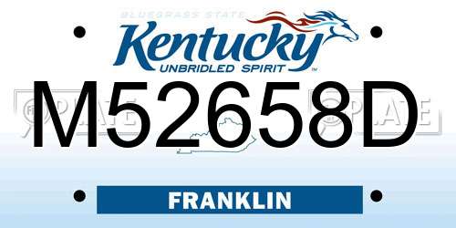 M52658D Kentucky License Plate