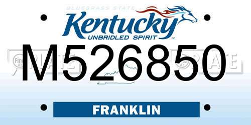M526850 Kentucky License Plate