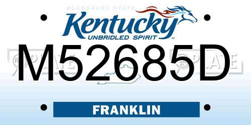 M52685D Kentucky License Plate