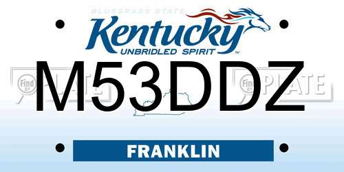 M53DDZ Kentucky License Plate