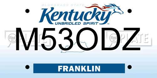 M53ODZ Kentucky License Plate