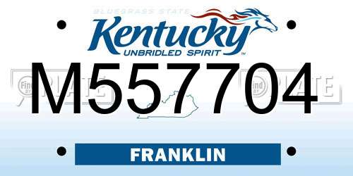 M557704 Kentucky License Plate