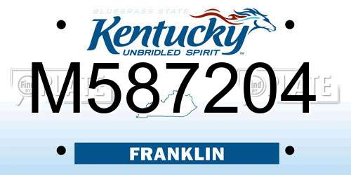 M587204 Kentucky License Plate