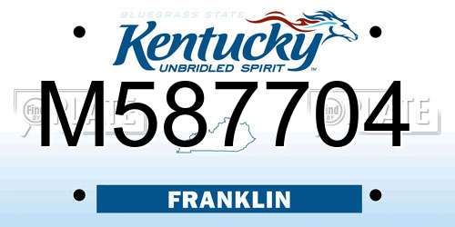 M587704 Kentucky License Plate