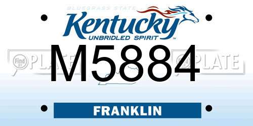 M5884 Kentucky License Plate