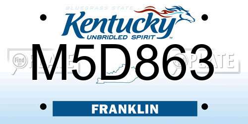 M5D863 Kentucky License Plate