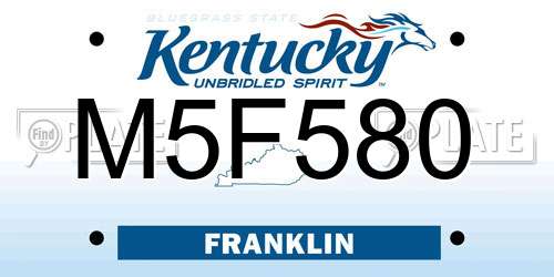 M5F580 Kentucky License Plate