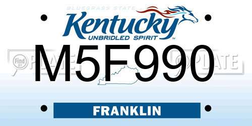M5F990 Kentucky License Plate