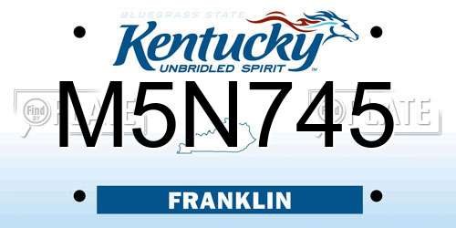 M5N745 Kentucky License Plate