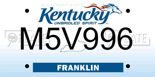 M5V996 Kentucky License Plate