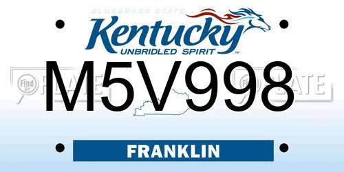 M5V998 Kentucky License Plate