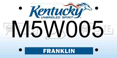 M5W005 Kentucky License Plate
