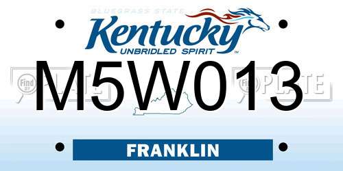 M5W013 Kentucky License Plate