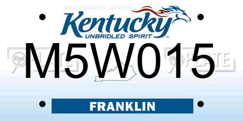 M5W015 Kentucky License Plate