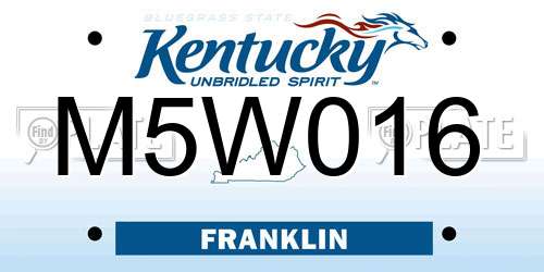 M5W016 Kentucky License Plate